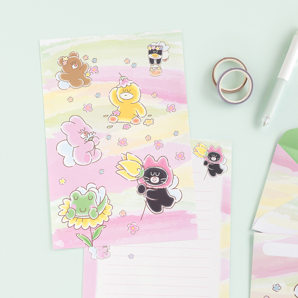 Flower More Happy - Romane Brunch Brother Letter And Envelope Set
